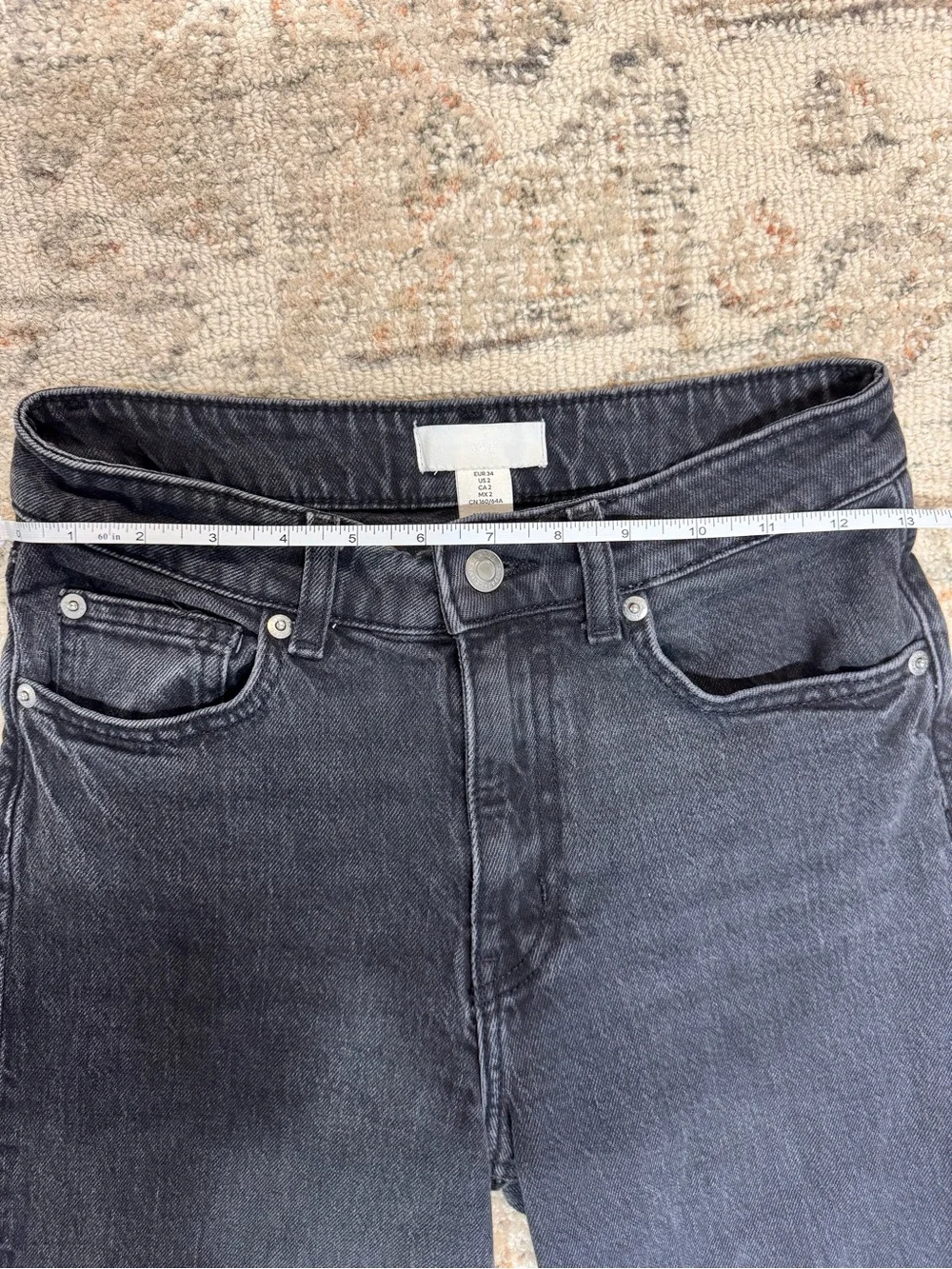 H&M Dark Denim Grey Wide-Leg High-Rise Jeans - Picture 2 of 6